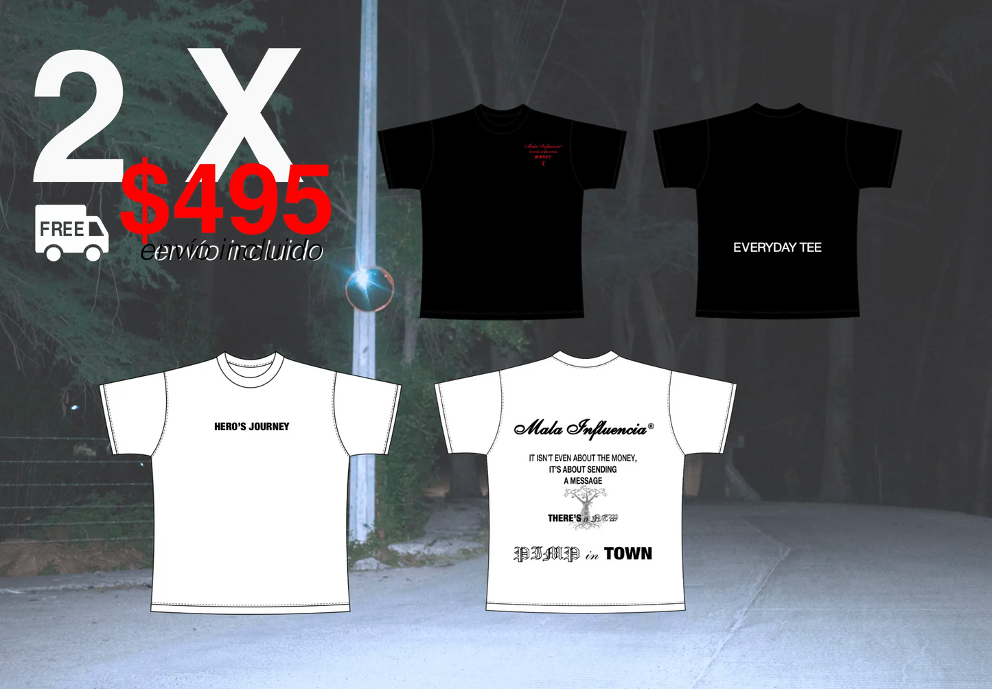 2 Mala Influencia® TEES + ENVÍO INCLUÍDO