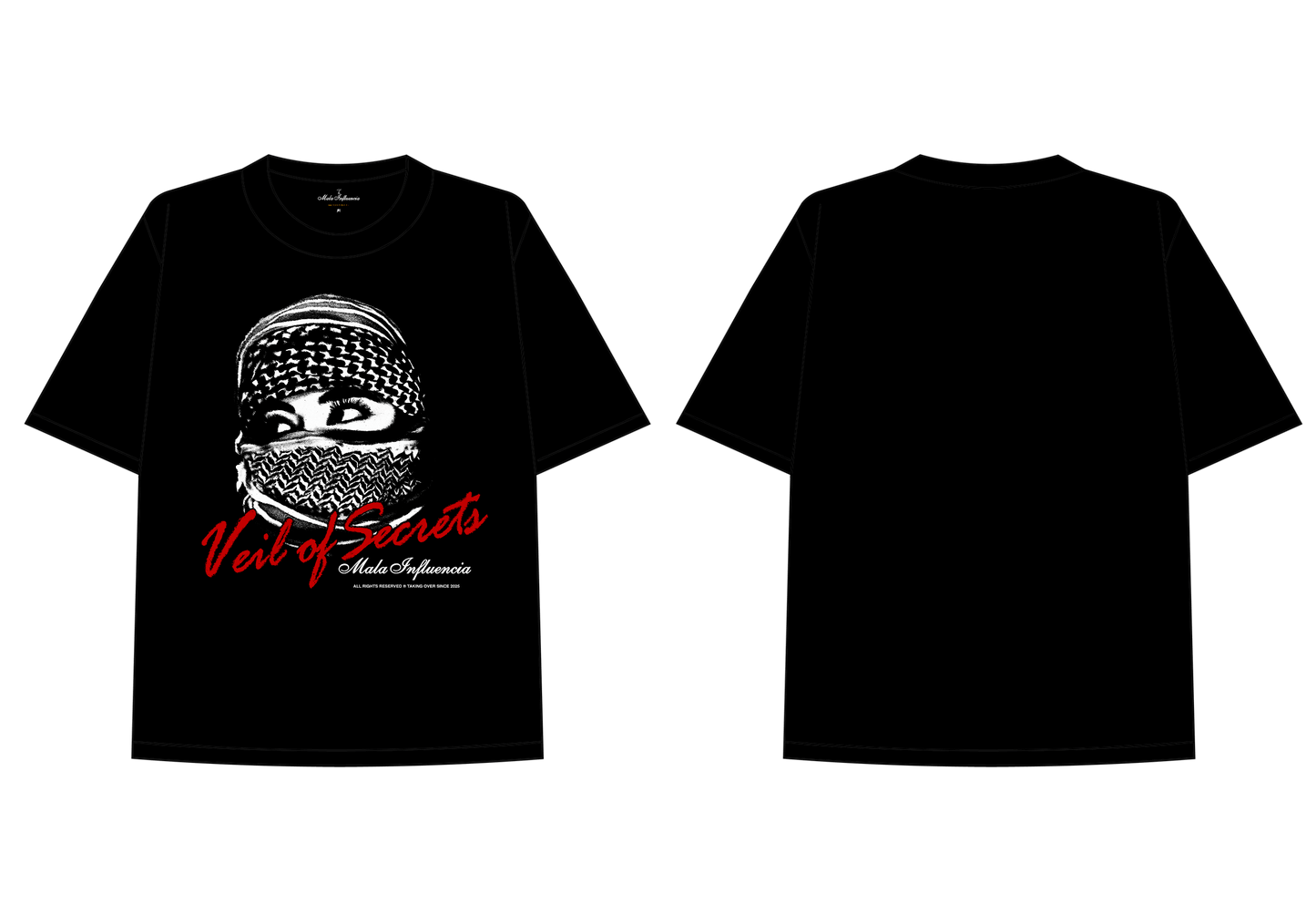 BLACK OVERSIZED ''VEIL OF SECRETS'' TEE