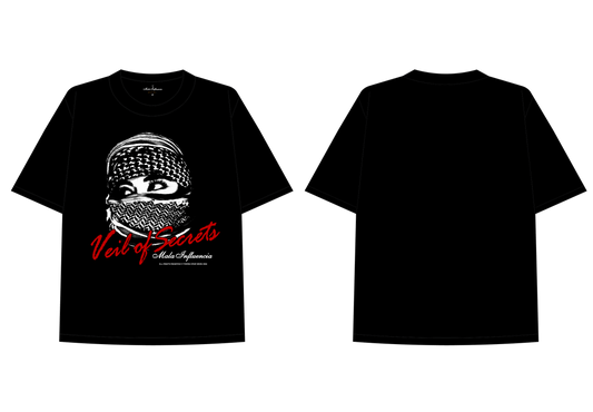BLACK OVERSIZED ''VEIL OF SECRETS'' TEE